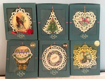 Six Lenox Christmas Ornaments New In Boxes