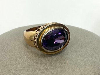 Gold-tone Ring With Purple Stone