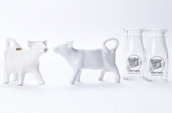 Cow Creamer And Mini Dairy Farm Bottles