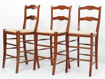 Ladder Back Rush Set Counter Height Stools- A Set Of 3