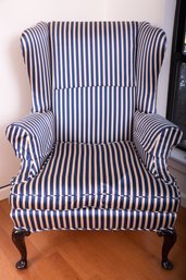 Blue And White Striped Arm Chair
