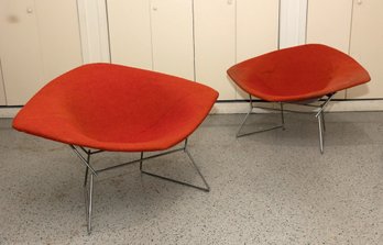 Knoll Bertoia Orange Diamond Chairs - A Pair