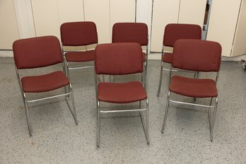 Chrome Tubular Stacking Chairs - A Set Of 6