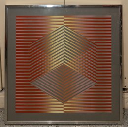 Mid Century Abstract Diamond Print In The Style Of Agam