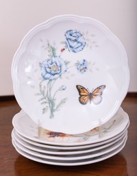 Six Lenox Butterfly Meadow Plates