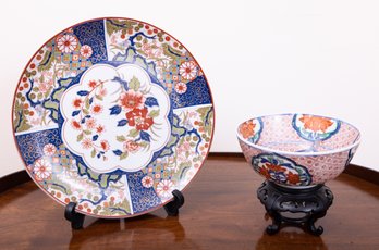 Japanese Hand Painted Plate And Bowl