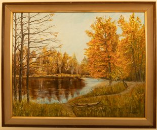 Landscape Paint On Canvas By S. W. Grebski