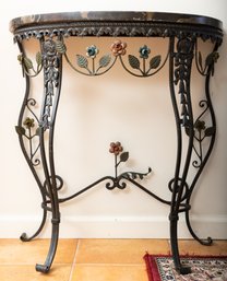 Marble Top Demilune Console Table