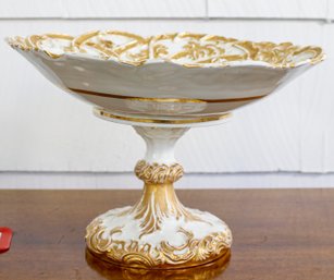 Meissen German White And Gold Compote Dish