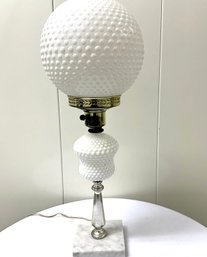 Hobnail Milk Glass Lamp