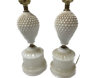 Pair Of Milk Glass Table Lamps