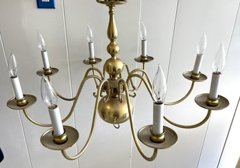 Eight Light Brass Chandelier