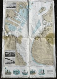 New York Harbor Nautical Chart C.1976