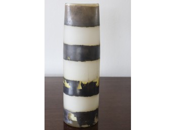 Art Glass Frosted Striped Vase