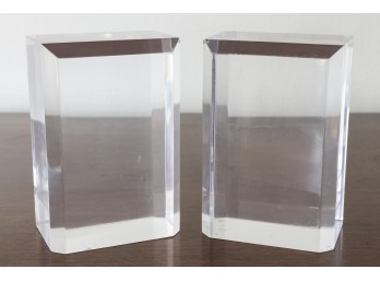 Lucite Bookends Set