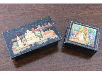 Lacquer Russian Miniature Storage Boxes