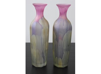 Pair Of Art Glass Vases