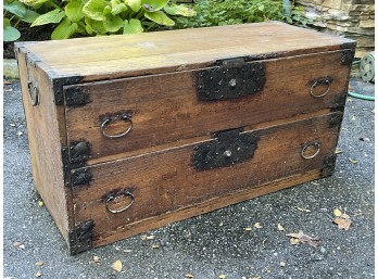 Vintage Two Drawer Wooden Chest