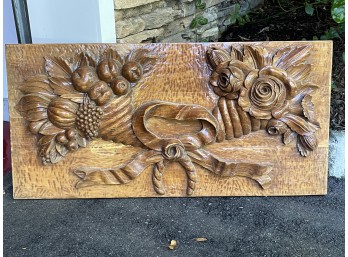 Wood Panel Carved Relief Art