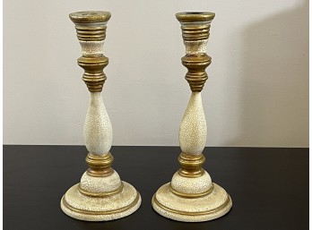 Pair Of Handpainted Candlesticks