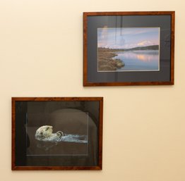 Two Outdoor Photographs Burl Wood Frame