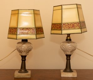 Art Nouveau Marble Base Table Lamps
