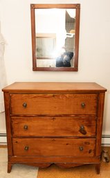 19th Century Early American Pine Dresser And Mirror