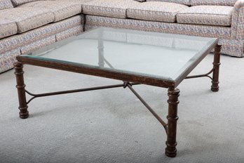 Wrought Iron And Beveled Glass Coffee Table