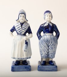 Pair Of Blue Delft Candle Holders