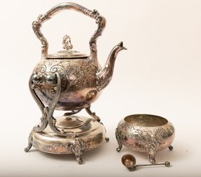 Silver Plate Samovar And Sugar Dish