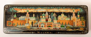 Russian Black Lacquered Oblong Box