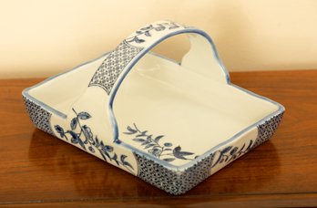 Blue And White Basket Dish