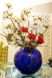 Cobalt Blue Faux Floral Arrangement