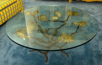 Mid Century Bronze Tree Sculpture Coffee Table