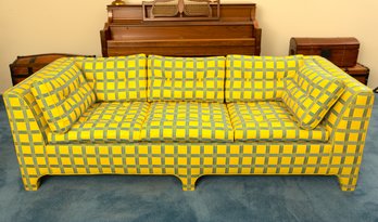 Mid Century Yellow And Blue Sofa