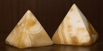 Two Onyx Pyramid Paperweights
