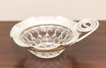 Glass Dish With Silver Trin