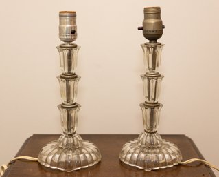 Pair Of Pressed Glass Lamps