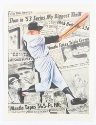 Mickey Mantle Signed Robert Stephen Simon Lithograph