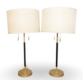 Pair Of Thin Brass Base Table Lamps