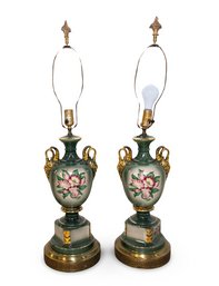 Pair Of Hand Painted Porcelain Table Lamps