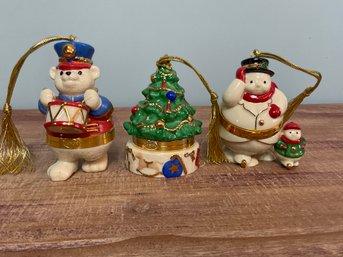 Three Lenox Trinket Box Ornaments New In Boxes