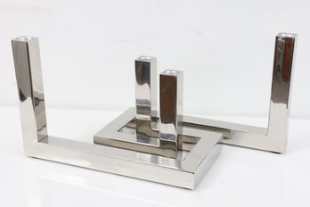 Interlock Chrome Candleholders