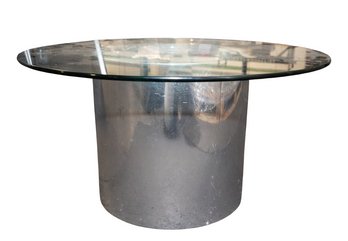 Round Glass Side Table With Breuton Style Base