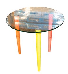 Colored Leg Round Side Table