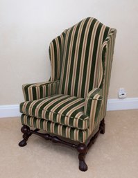 Baker Stripped Oversized Wingback Chair
