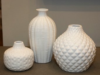 Trio Of Decorative White Vases