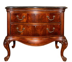 Flame Mahogany Lowboy Chest Black Marble Top