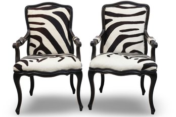Contemporary Palecek Zebra Hyde Side Chairs - A Pair