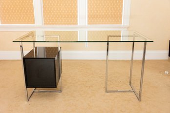 Chrome And Glass Top Desk